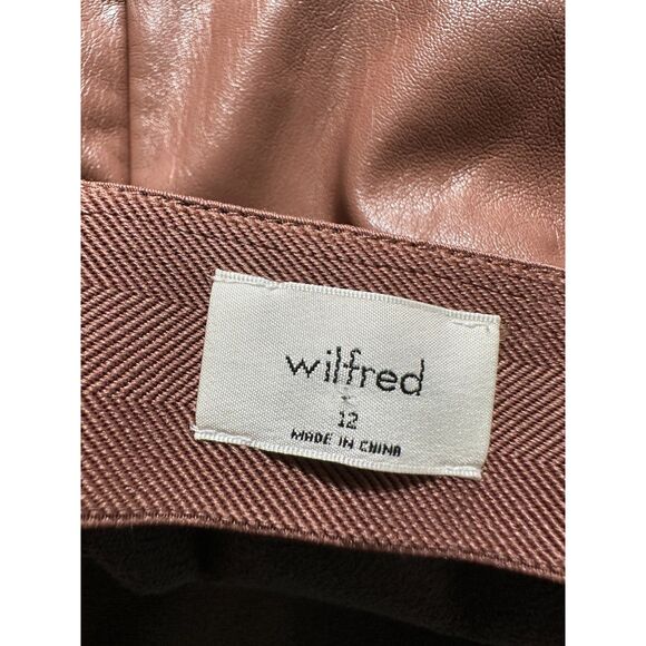 Aritzia Wilfred Brown Faux Leather Mini Skirt Size 12 - Picture 3 of 6